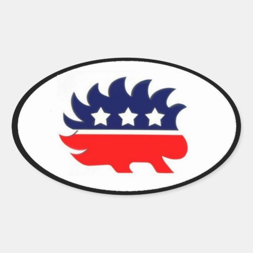 Libertarian porcupine mascot oval oval sticker | Zazzle
