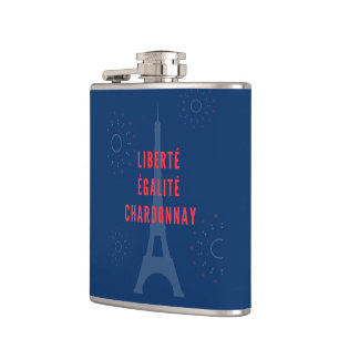 Liberté Égalité Chardonnay Funny Eiffel Tower Wine Flask