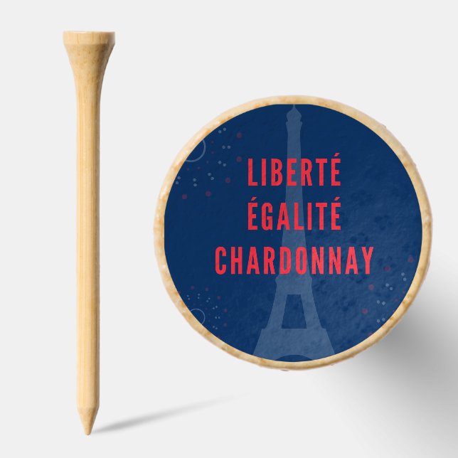 Liberté Égalité Chardonnay Funny Eiffel Tower Wine Golf Tees (Combo)