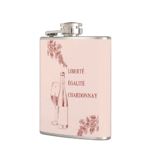 Liberté Égalité Chardonnay Funny Wine Illustration Flask