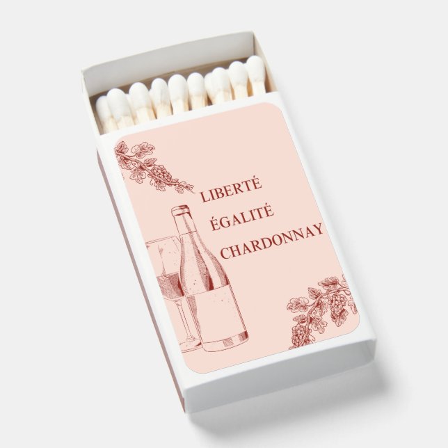 Liberté Égalité Chardonnay Funny Wine Illustration Matchboxes (Front Open)