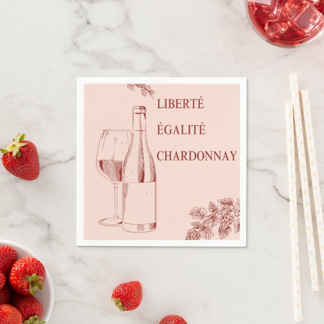 Liberté Égalité Chardonnay Funny Wine Illustration Napkins (Insitu)