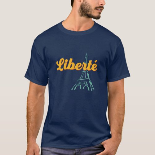 Liberte Freedom Vintage French Word Phrase T_Shirt
