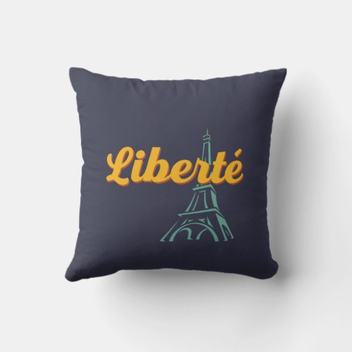 Liberte Freedom Vintage French Word Phrase Throw Pillow