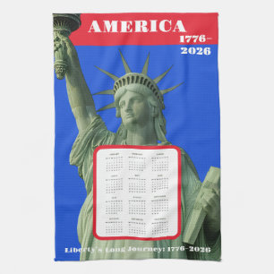 Liberty 1776–2026 USA Anniversary Calendar Kitchen Towel