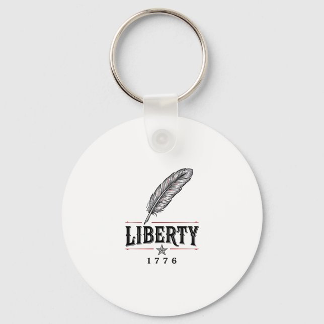 Liberty 1776 Patriotic Feather Vector Design_1 Keychain (Front)