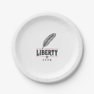 Liberty 1776 Patriotic Feather Vector Design_1 Paper Plates