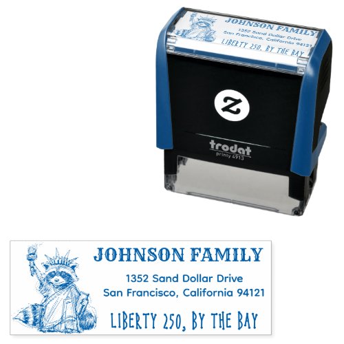 Liberty 250 By the Bay Trodat 4913 Return Address Self-inking Stamp Liberty 250 By the Bay Trodat 4913 Return Address Self-inking Stamp
