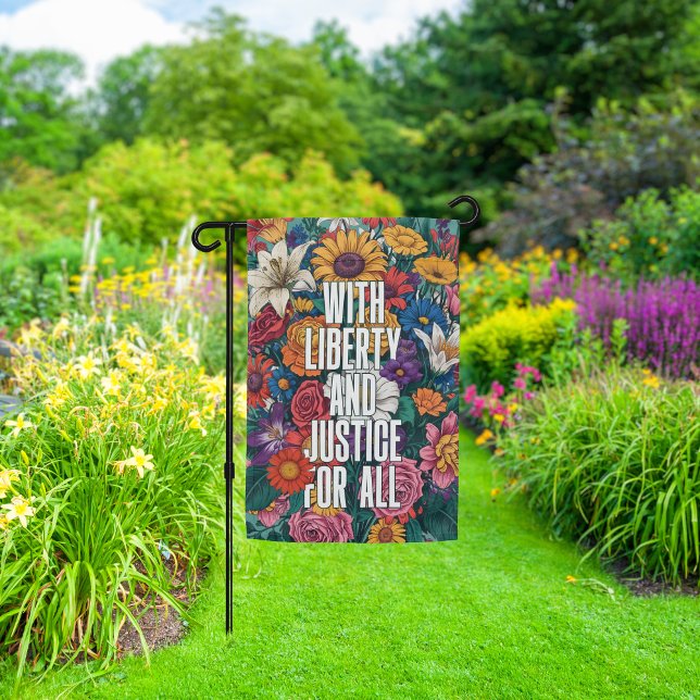 Liberty and Justice Floral Patriotic Quote Garden Flag (Creator Uploaded)