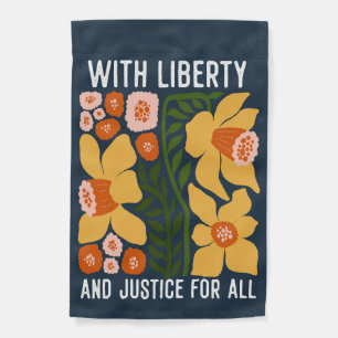 Liberty and Justice for All Patriotic Floral House Garden Flag