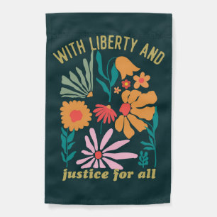 Liberty and Justice for All Patriotic Floral House Garden Flag