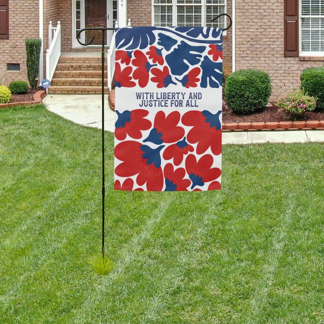 Liberty and Justice for All Patriotic Floral House Garden Flag (Creator Uploaded)