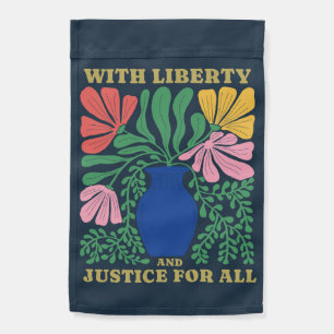Liberty and Justice for All Patriotic Floral House Garden Flag