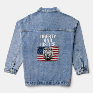 Liberty and justice Patriotic USA Vintage Flag Denim Jacket