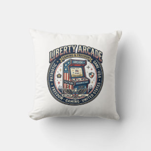 Liberty Arcade Patriotic Patriotic Arcade Gamer US Throw Pillow