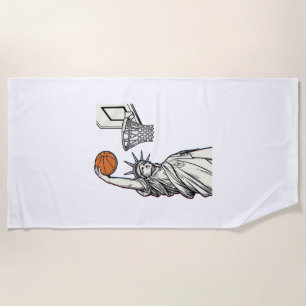 Liberty Basketball Dunk Vintage Engraving Design_1 Beach Towel