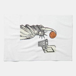 Liberty Basketball Dunk Vintage Engraving Design_1 Kitchen Towel