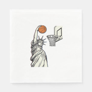 Liberty Basketball Dunk Vintage Engraving Design_1 Napkins