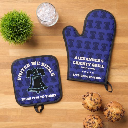 Liberty Bell 1776–2026 Patriotic Kitchen Oven Mitt & Pot Holder Set Liberty Bell 1776–2026 Patriotic Kitchen Oven Mitt & Pot Holder Set