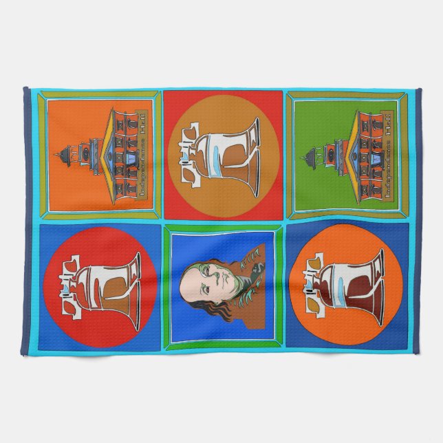 Liberty Bell and Franklin,  Philadelphia Towel (Horizontal)