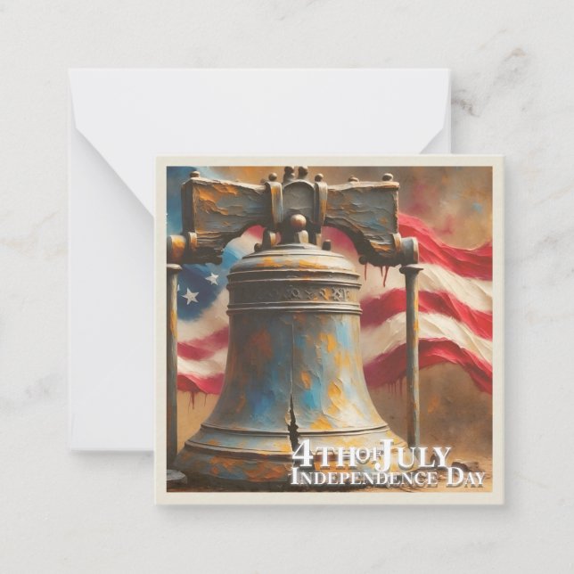 Liberty Bell Art for 4th of July Celebration Note Card (Front)