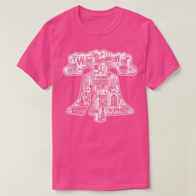 Liberty Bell Philly City Skyline Philadelphia Art  T-Shirt (Design Front)
