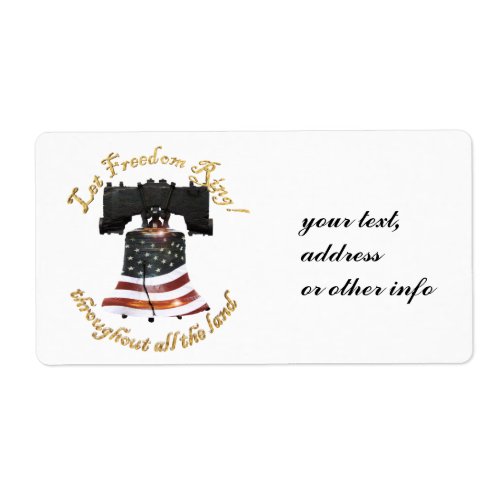 Liberty Bell wAmerican Flag _ Let Freedom Ring Label