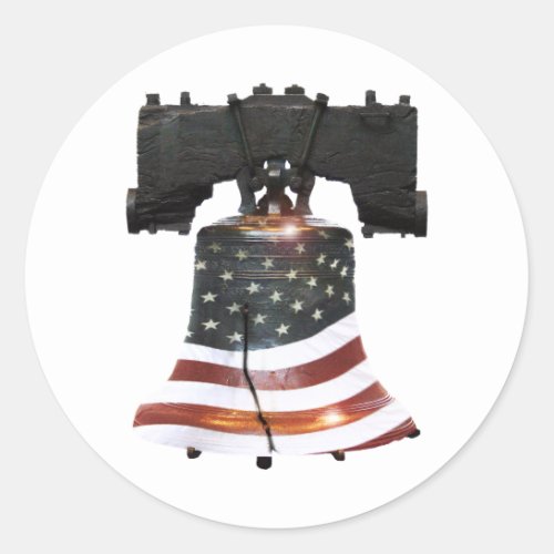 Liberty Bell with American Flag Classic Round Sticker