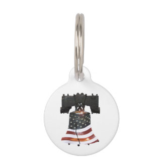 Liberty Bell with American Flag Pet Name Tag