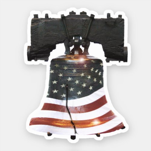 Liberty Bell with American Flag Sticker