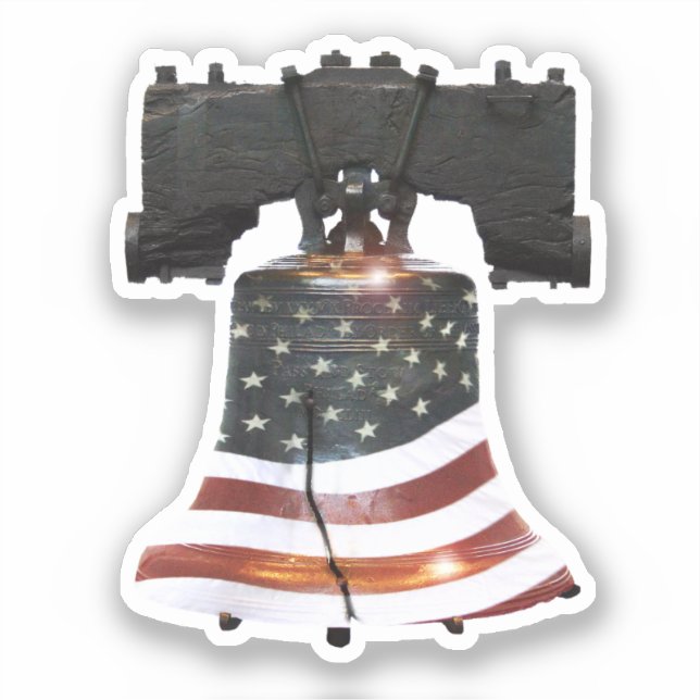 Liberty Bell with American Flag Sticker (Front)