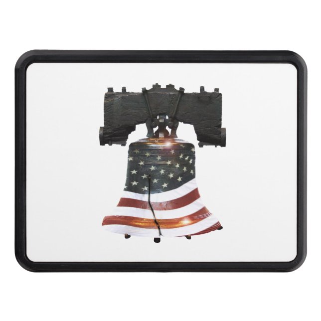 Liberty Bell with American Flag Trailer Hitch Cover (Front)
