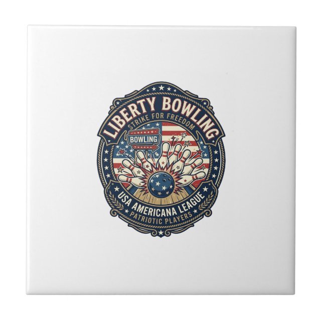 Liberty Bowling Patriotic Patriotic Bowling Vintag Ceramic Tile (Front)