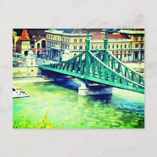 Liberty bridge -Budapest - painting Postcard