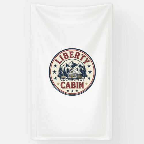 Liberty Cabin Patriotic Patriotic Mountain Cabin V Banner