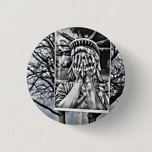 Liberty Crying Pinback Button (Front)