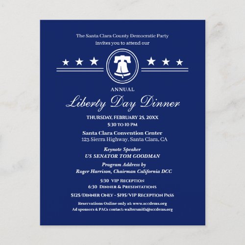 Liberty Day Dinner Political Fundraiser Invitation