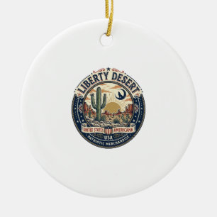 Liberty Desert Patriotic Patriotic Desert Cactus U Ceramic Ornament