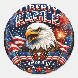 Liberty Eagle – Bold Patriotic 4th of July Classic Round Sticker