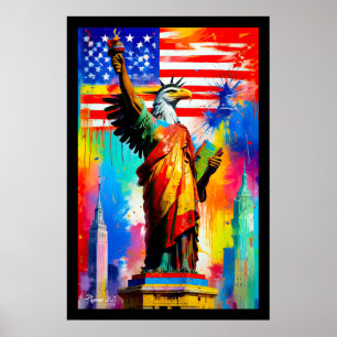 Liberty Eagle Statue Poster Pop Art
