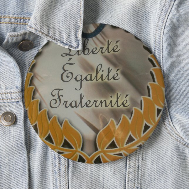 Liberty, Equality, Fraternity: Flourishing Future Pinback Button (In Situ)