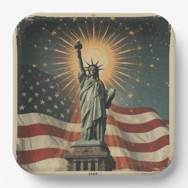 Liberty & Fireworks Glory Paper Plates (Front)