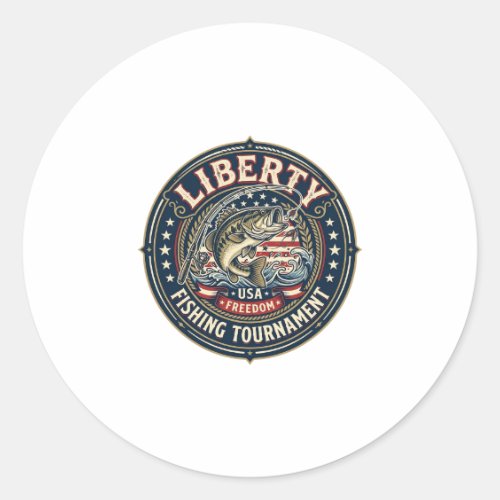 Liberty Fishing Tournament Patriotic Patriotic Fis Classic Round Sticker