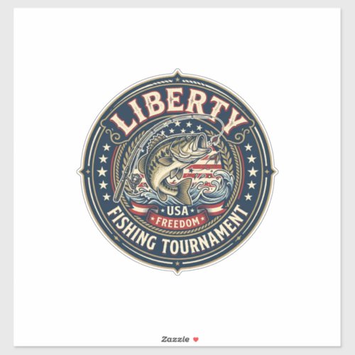 Liberty Fishing Tournament Patriotic Patriotic Fis Sticker
