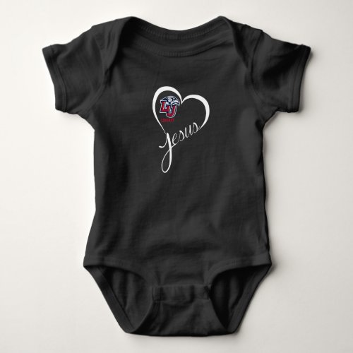 Liberty Flames Heart Jesus T_ _ Apparel Baby Bodysuit