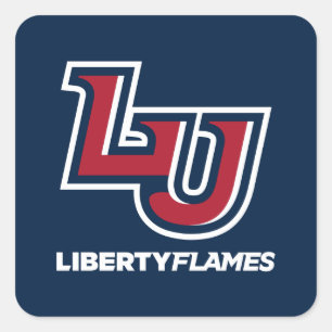 Liberty Flames Letters Square Sticker