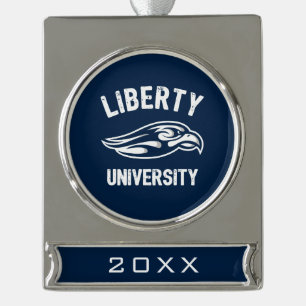 Liberty Flames Logo Silver Plated Banner Ornament