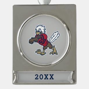 Liberty Flames Sparky Silver Plated Banner Ornament