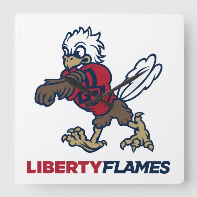 Liberty Flames Sparky Square Wall Clock (Front)