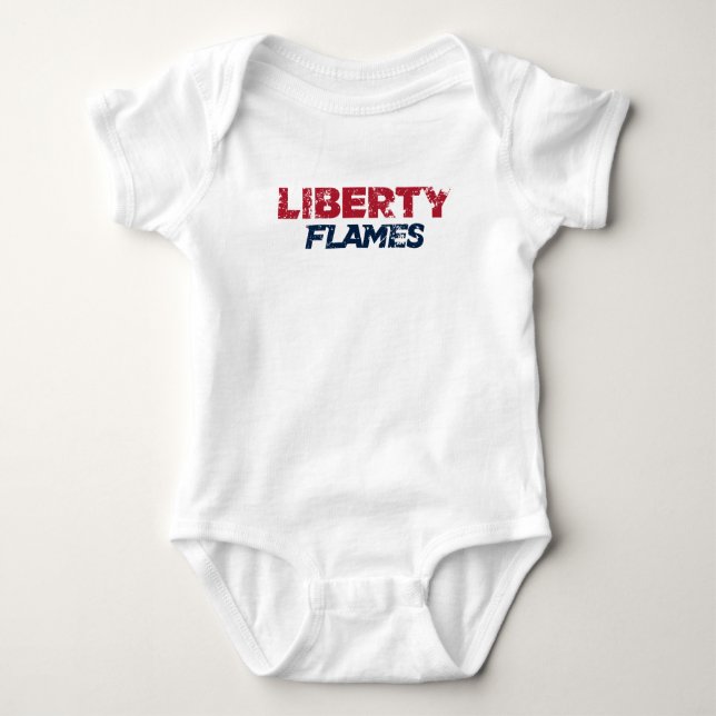 Liberty Flames Text Baby Bodysuit (Front)